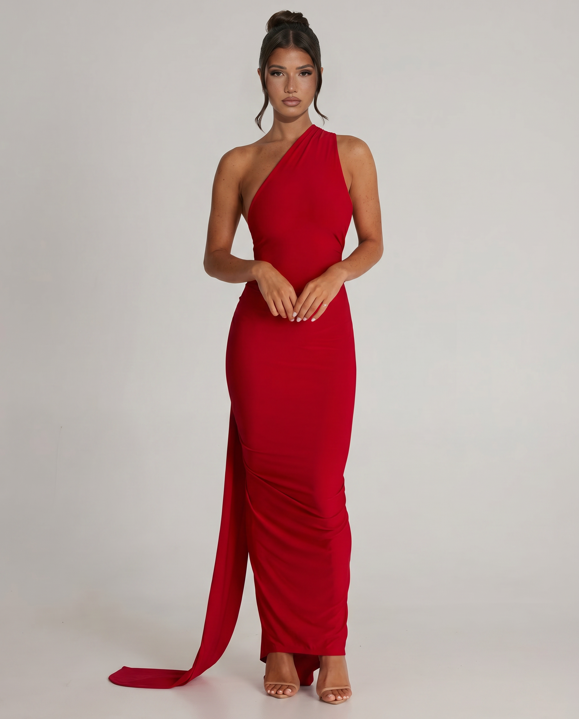 One-Shoulder Fishtail Maxi Dress