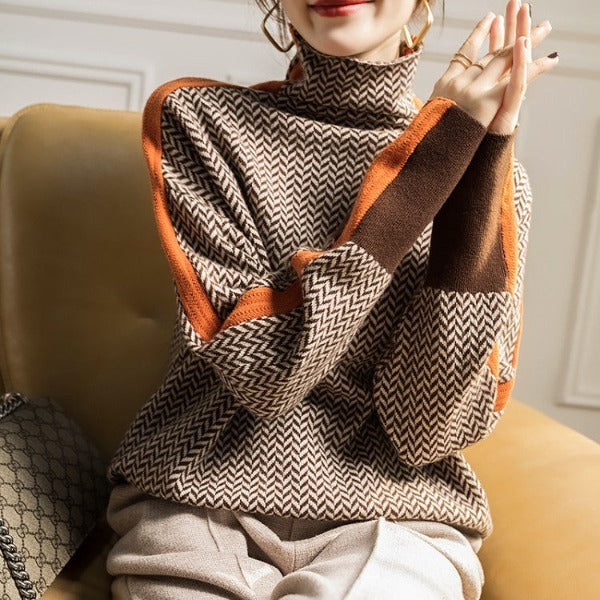 Chevron Knit Turtleneck Jumper