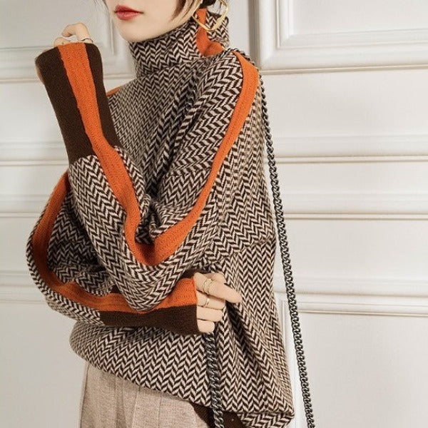 Chevron Knit Turtleneck Jumper