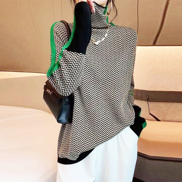 Chevron Knit Turtleneck Jumper