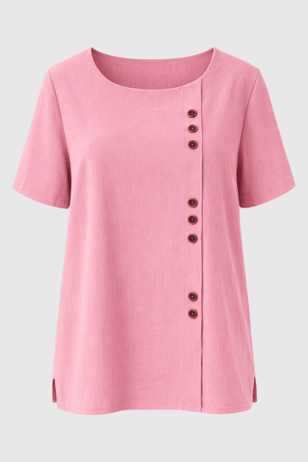 Short Sleeve Linen Button Blouse