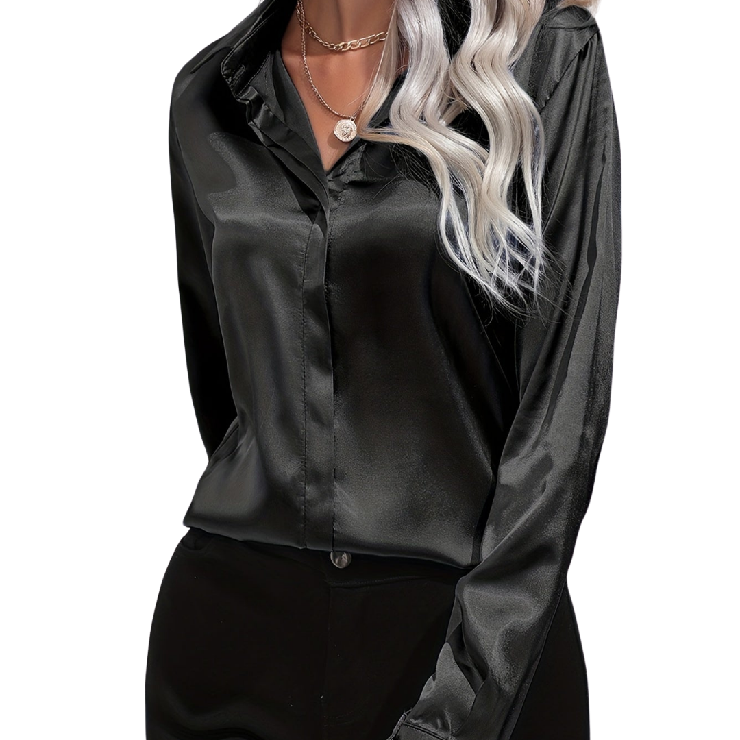 Satin Button-Down Blouse