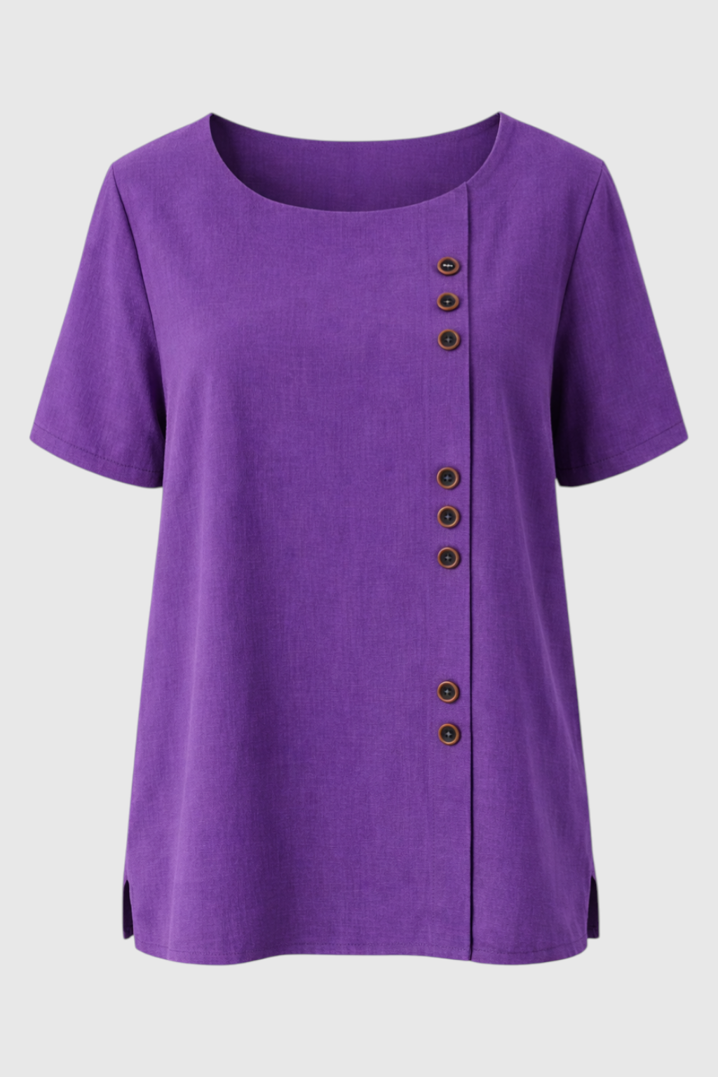 Short Sleeve Linen Button Blouse