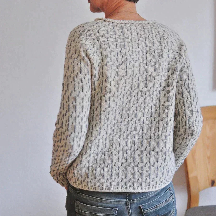 Marled Open-Stitch Boat-Neck Sweater