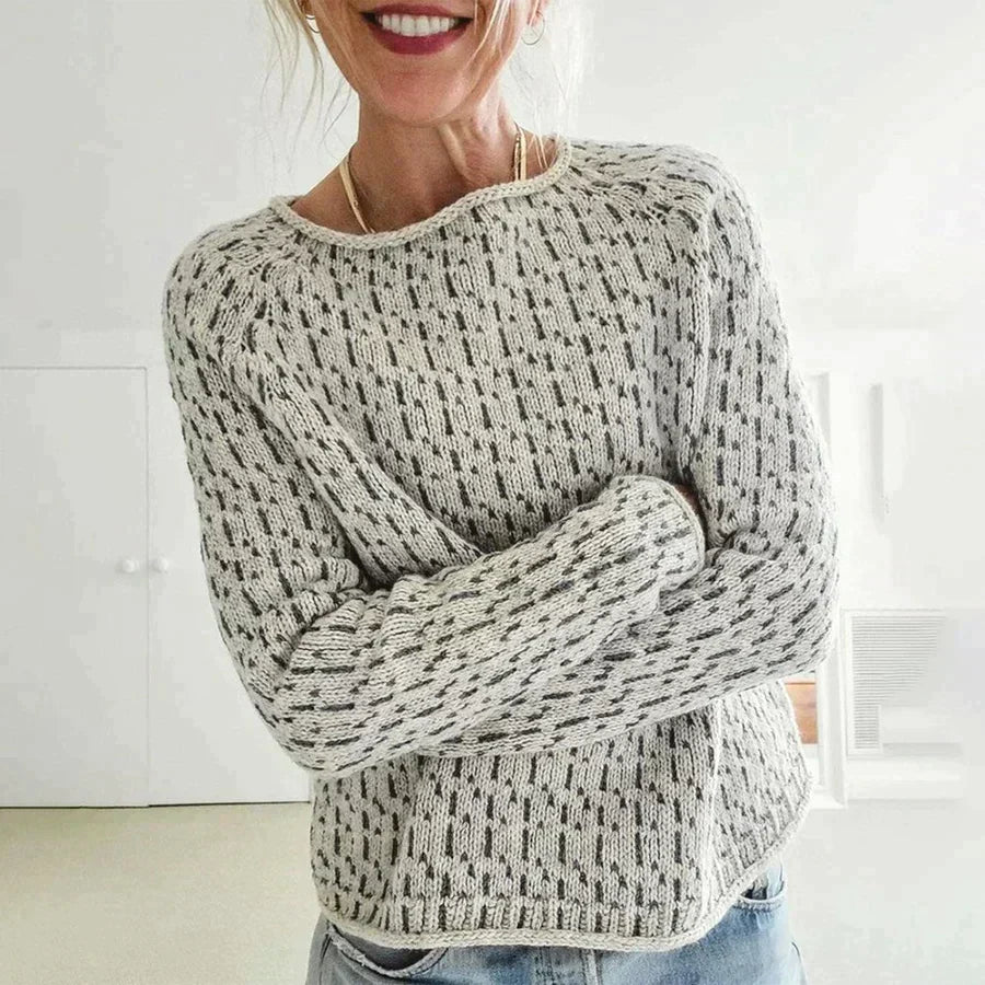 Marled Open-Stitch Boat-Neck Sweater