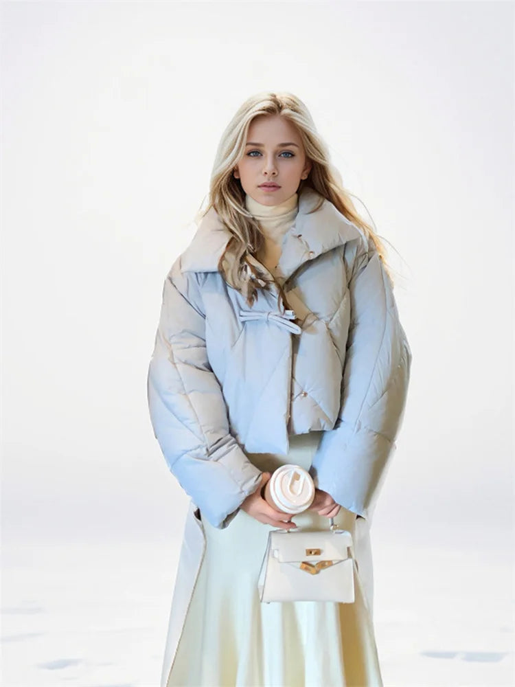 Cropped Bow Puffer Jacket
