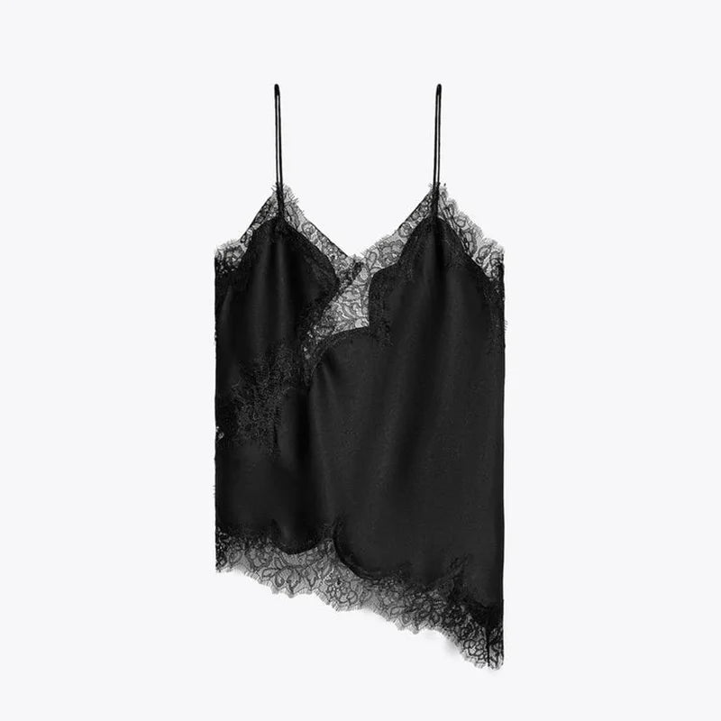 Satin Lace Trim Cami Top
