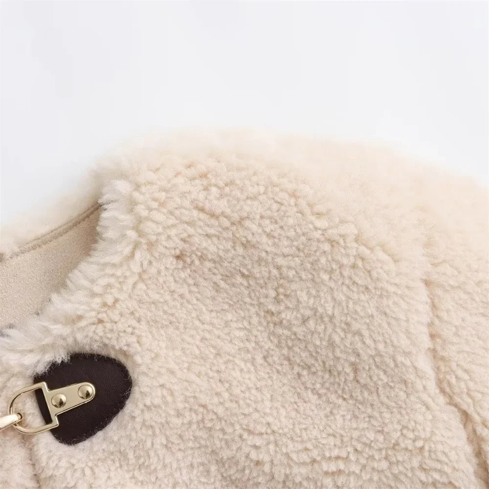 Cropped Teddy Toggle Jacket