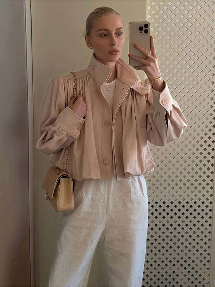 Cropped Puff Sleeve Jacket