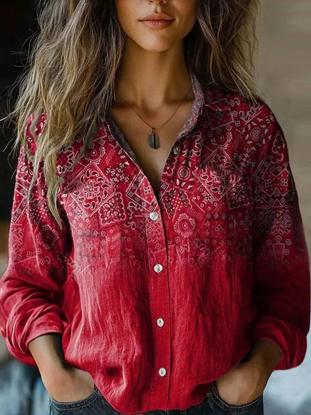 Paisley Button-Down Blouse