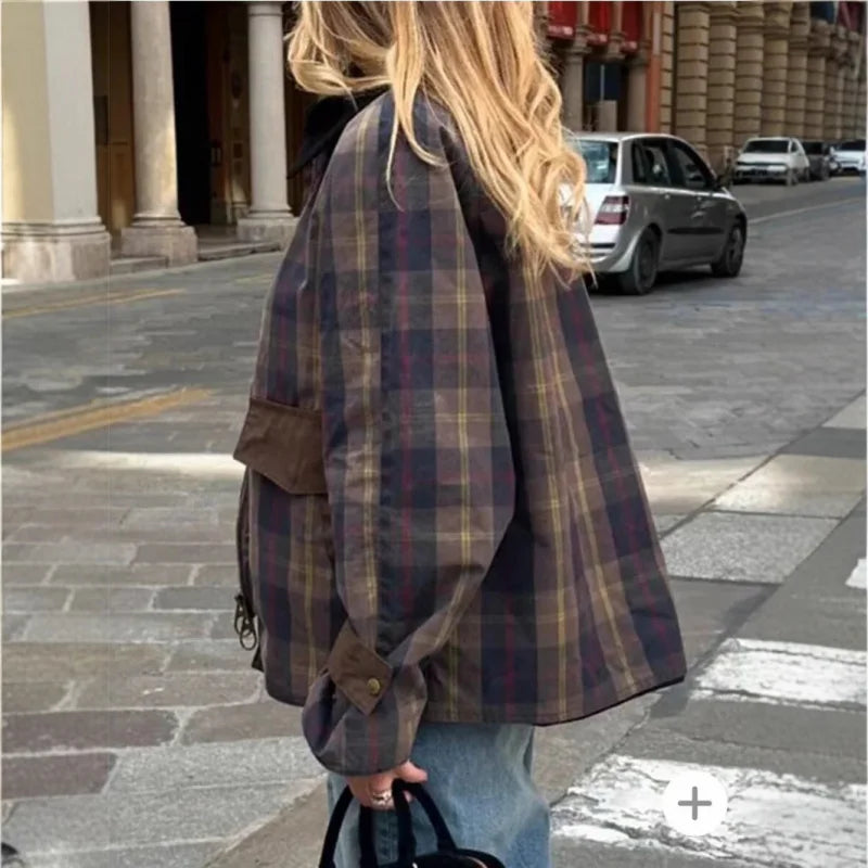 Tartan Corduroy Collar Shacket