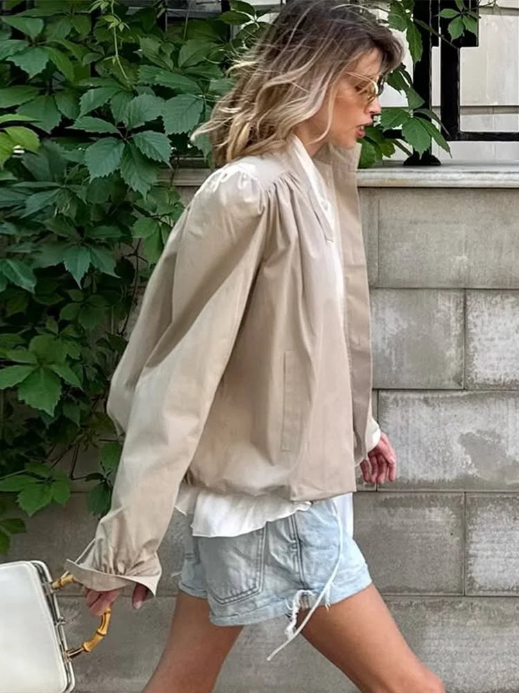 Cropped Puff Sleeve Jacket