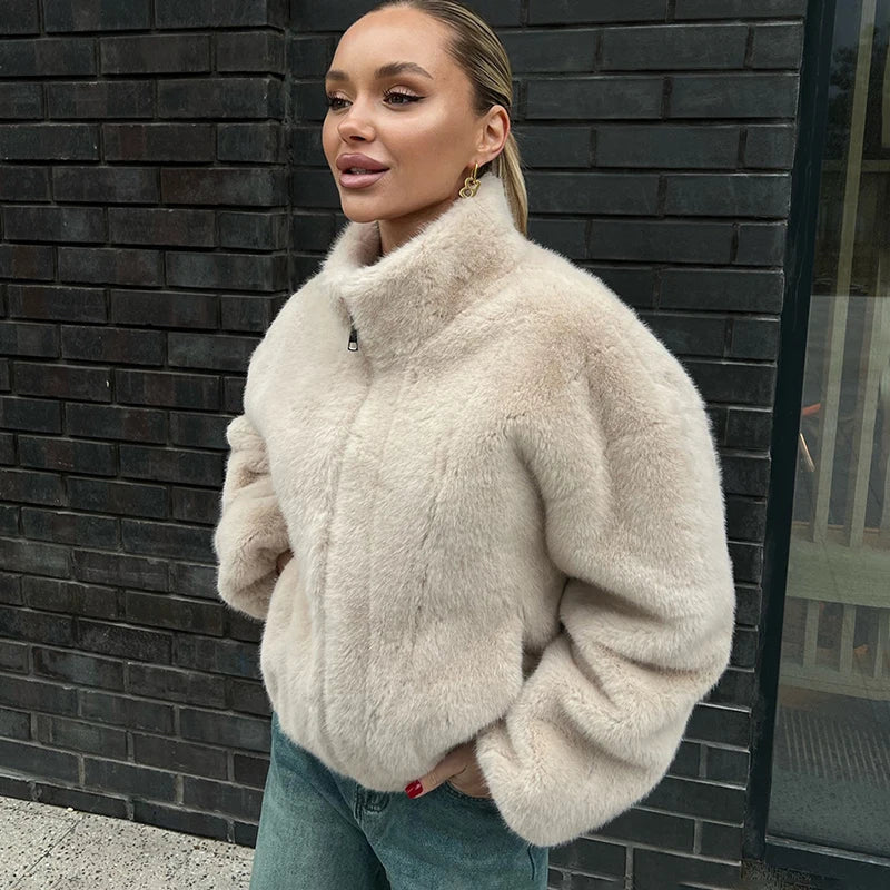 Cropped Faux Fur Teddy Jacket
