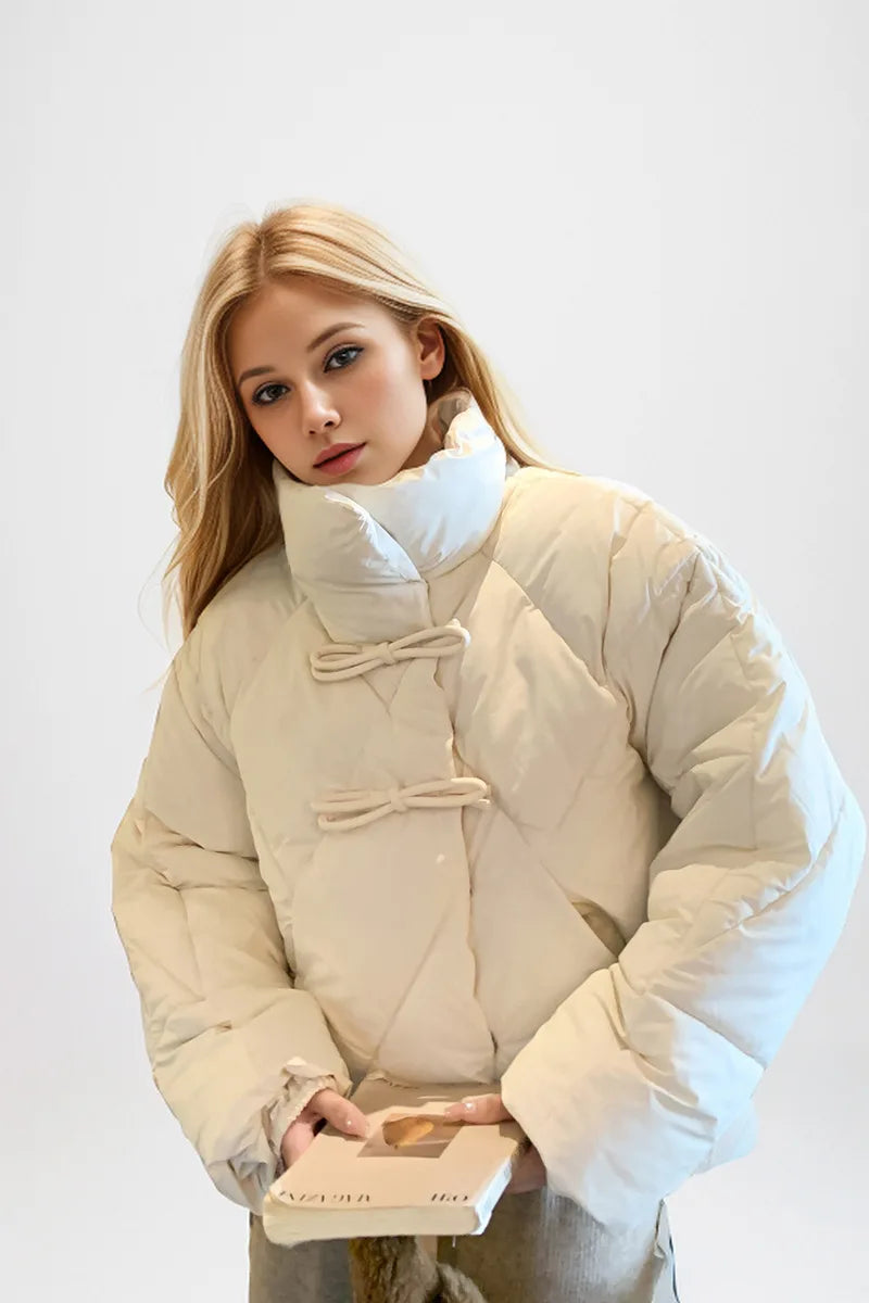 Cropped Bow Puffer Jacket