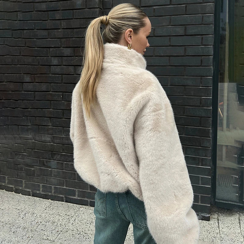 Cropped Faux Fur Teddy Jacket