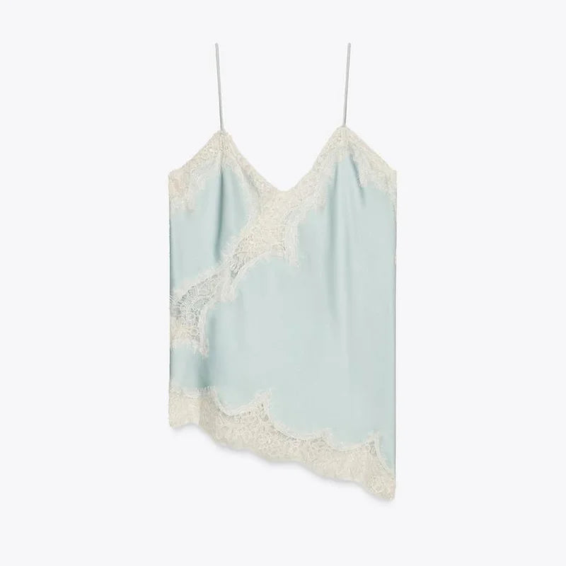 Satin Lace Trim Cami Top