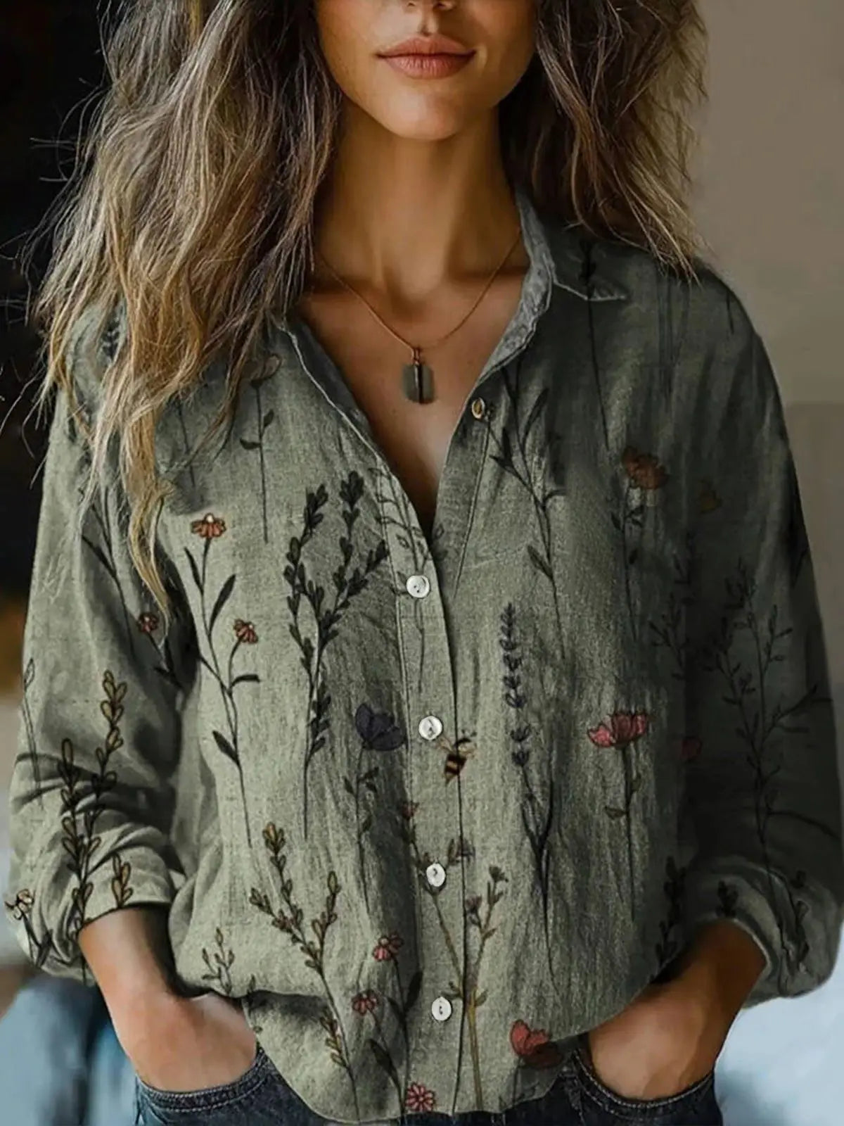 Paisley Button-Down Blouse