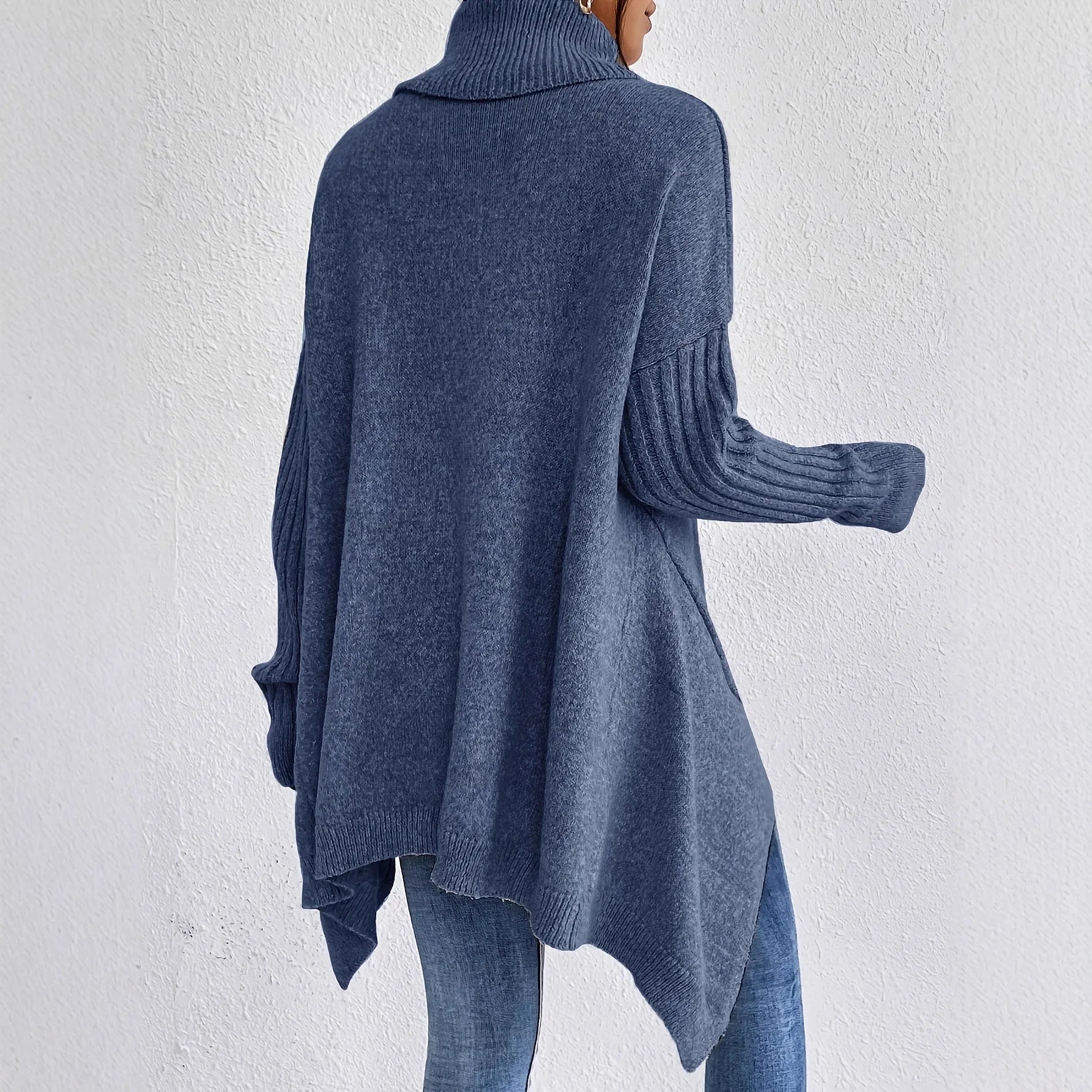 Oversized Asymmetric Turtleneck Sweater