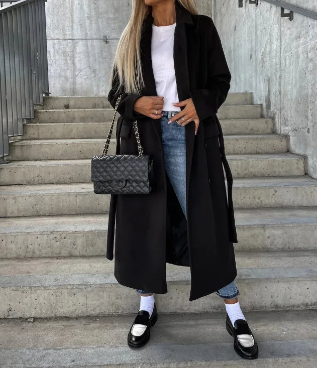 Belted Double-Breasted Longline Coat