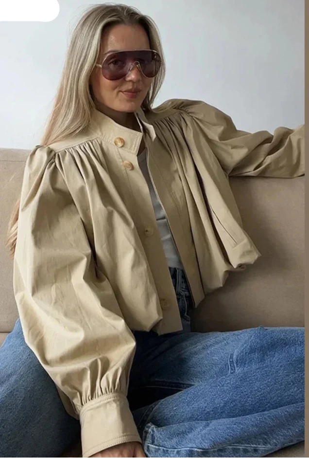 Cropped Puff Sleeve Jacket