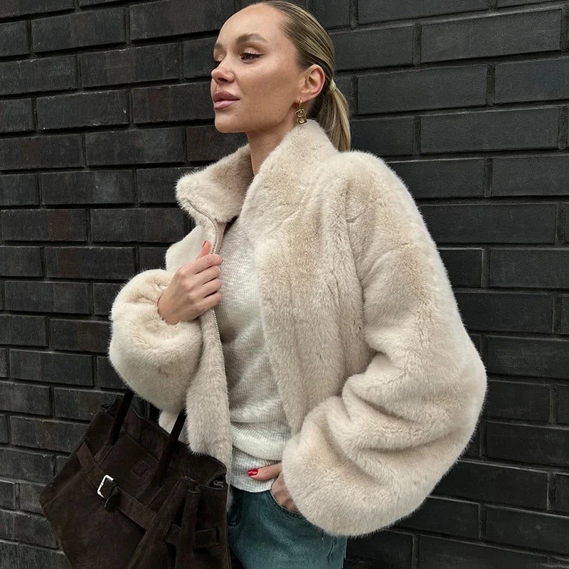 Cropped Faux Fur Teddy Jacket