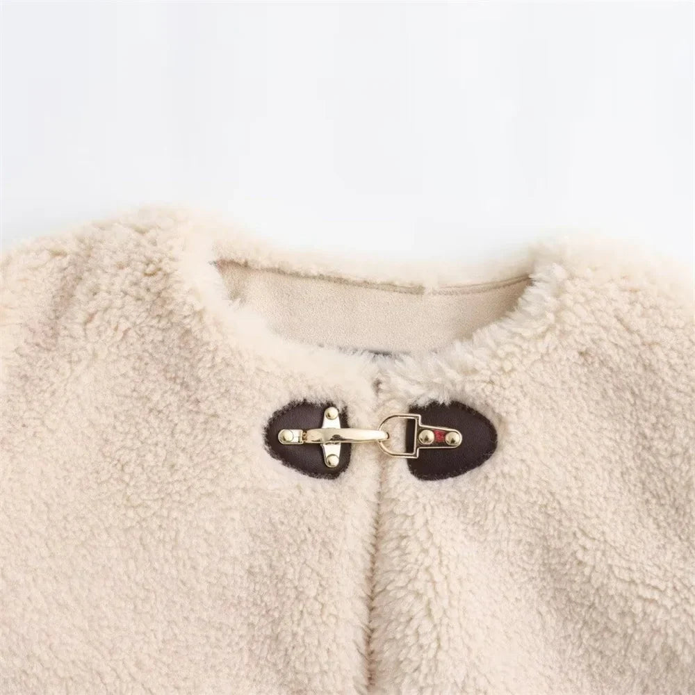 Cropped Teddy Toggle Jacket
