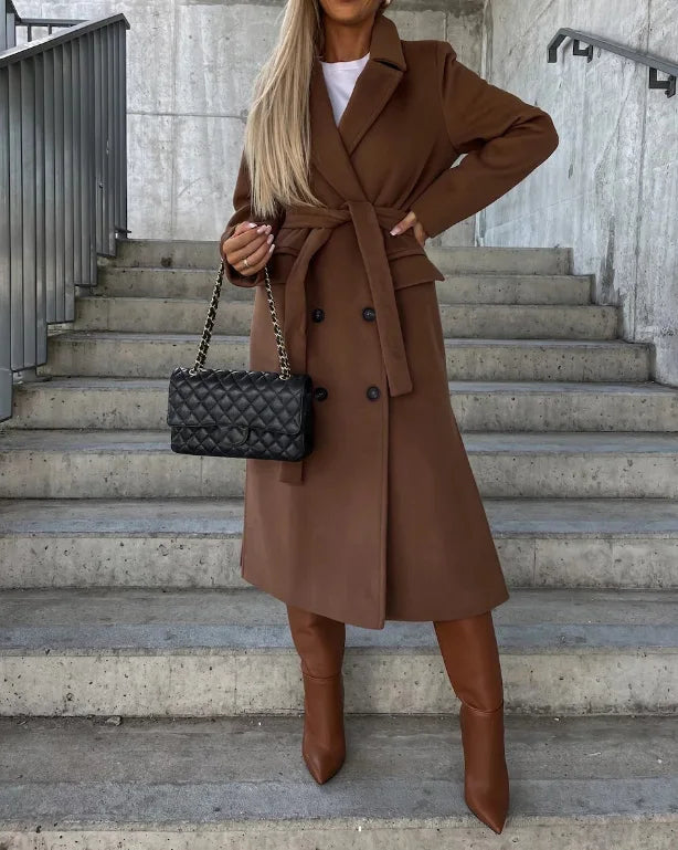 Belted Double-Breasted Longline Coat