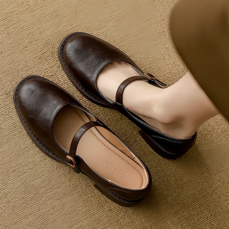 Cushioned Leather Mary Janes