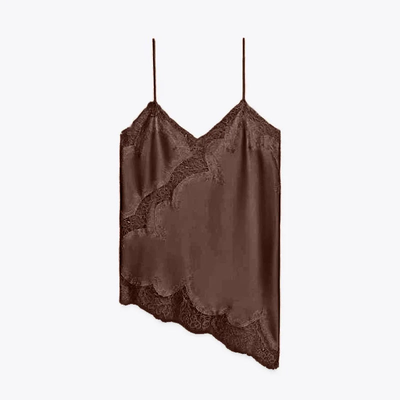 Satin Lace Trim Cami Top