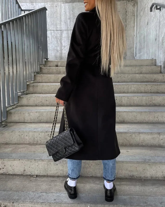 Belted Double-Breasted Longline Coat