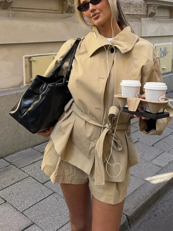 Cropped Jacket & Tailored Shorts Set