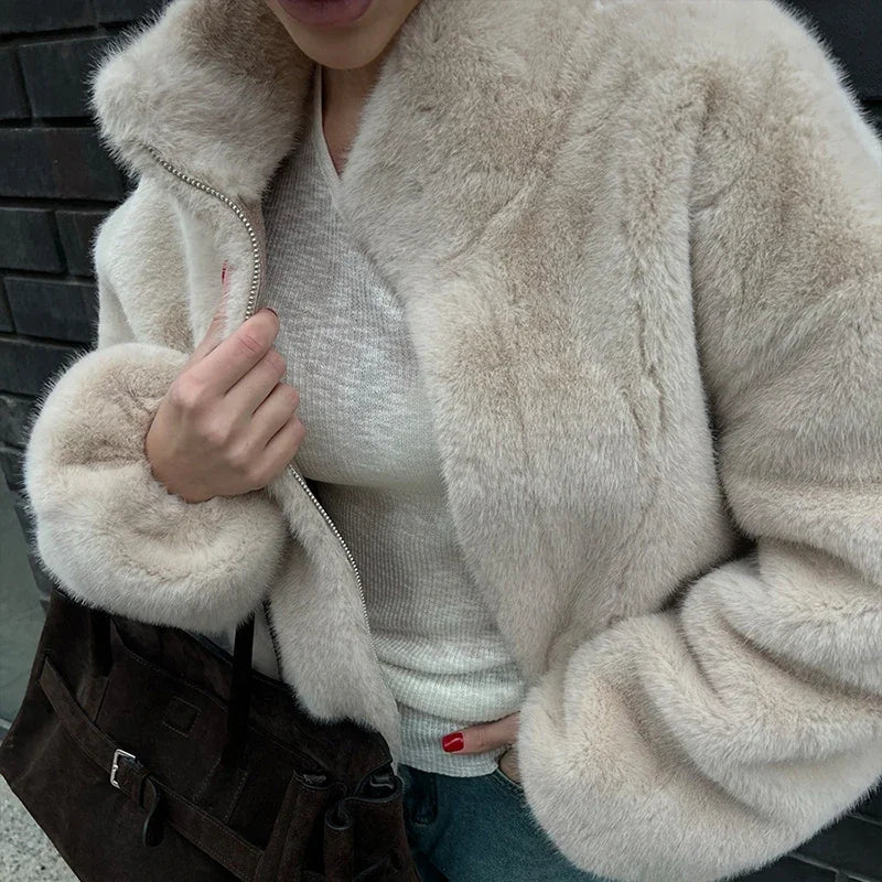 Cropped Faux Fur Teddy Jacket