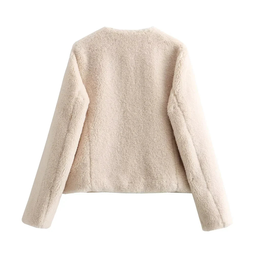 Cropped Teddy Toggle Jacket