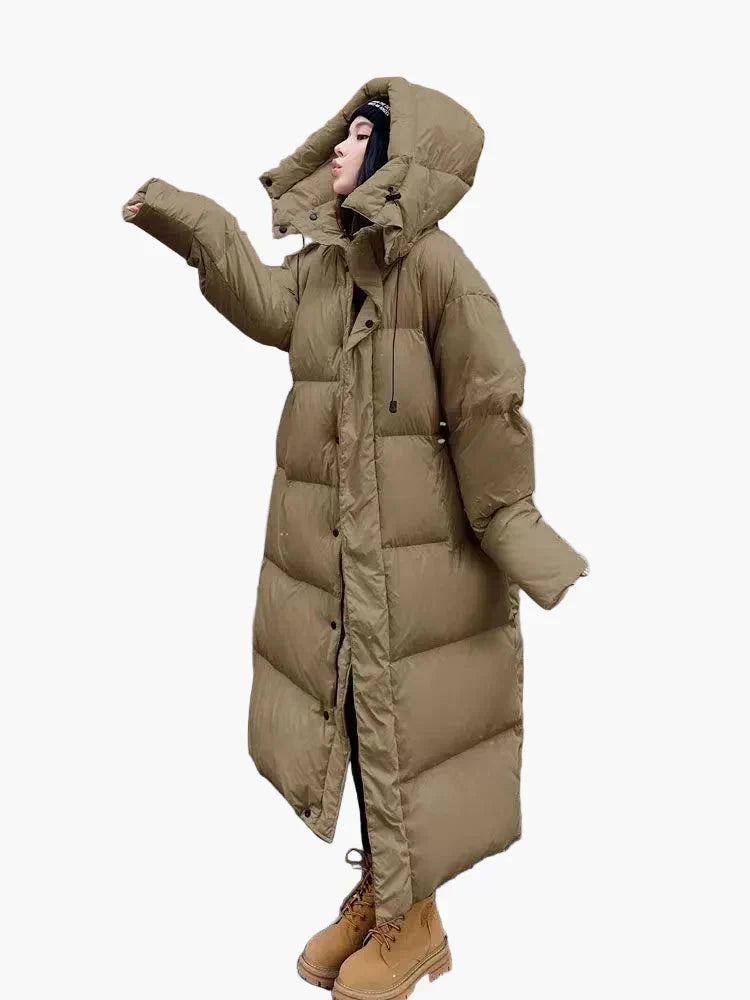 Long Hooded Quilted Puffer Coat