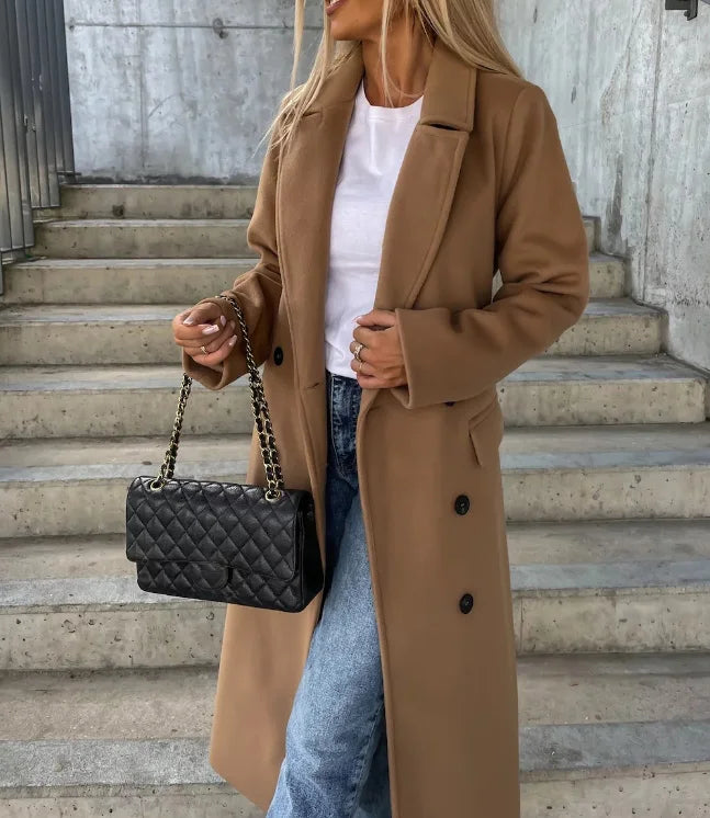 Belted Double-Breasted Longline Coat