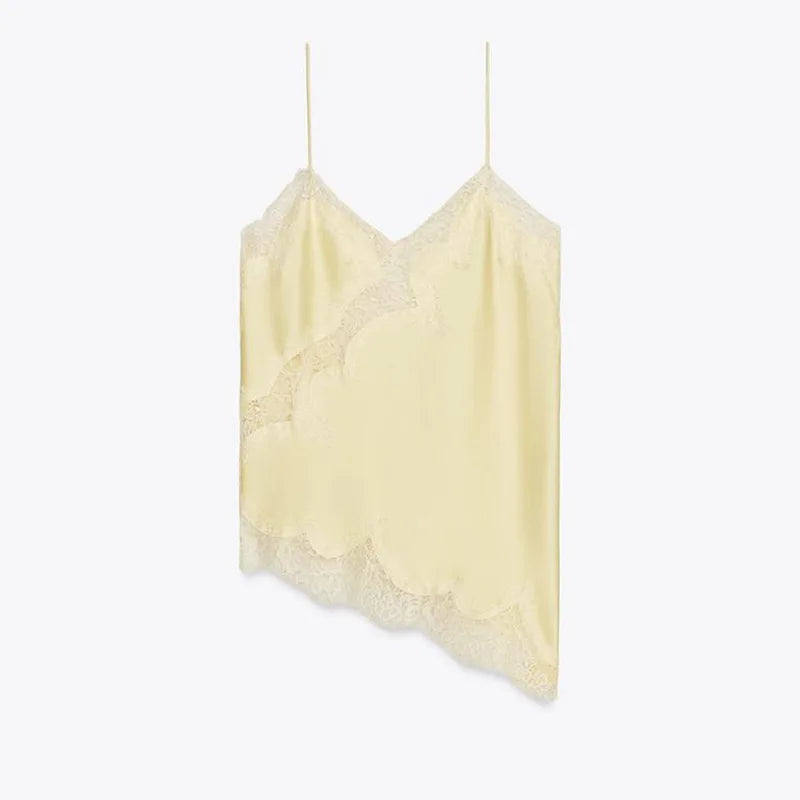 Satin Lace Trim Cami Top