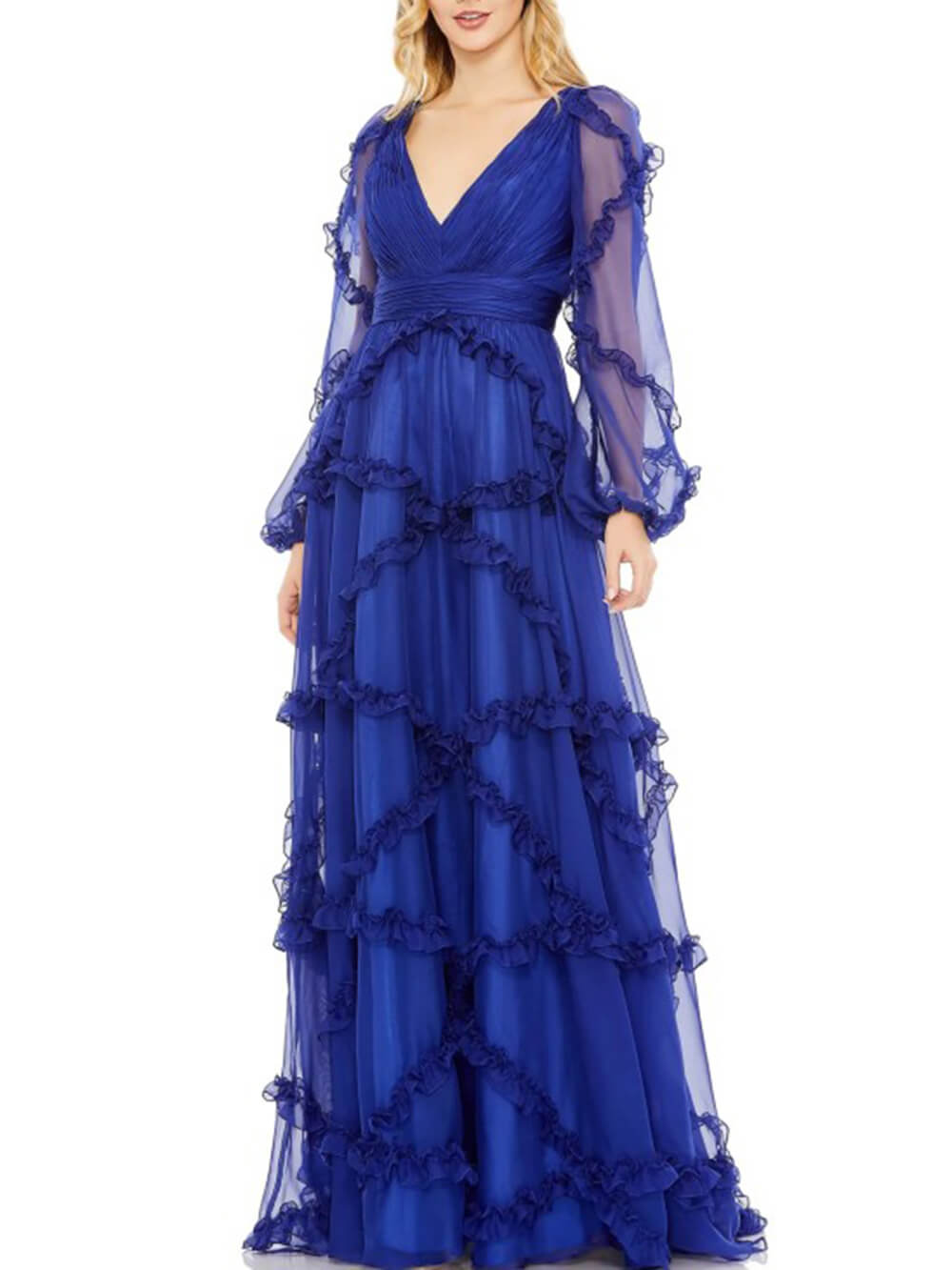 Ruffle Puff Sleeve Maxi Dress