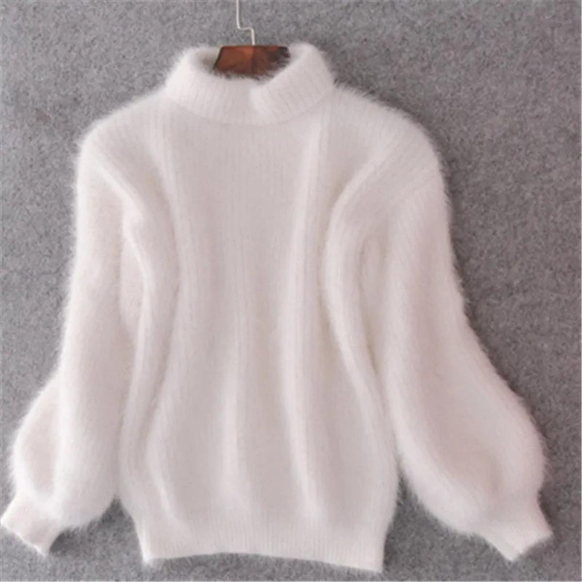 Fuzzy Knit Mock-Neck Sweater