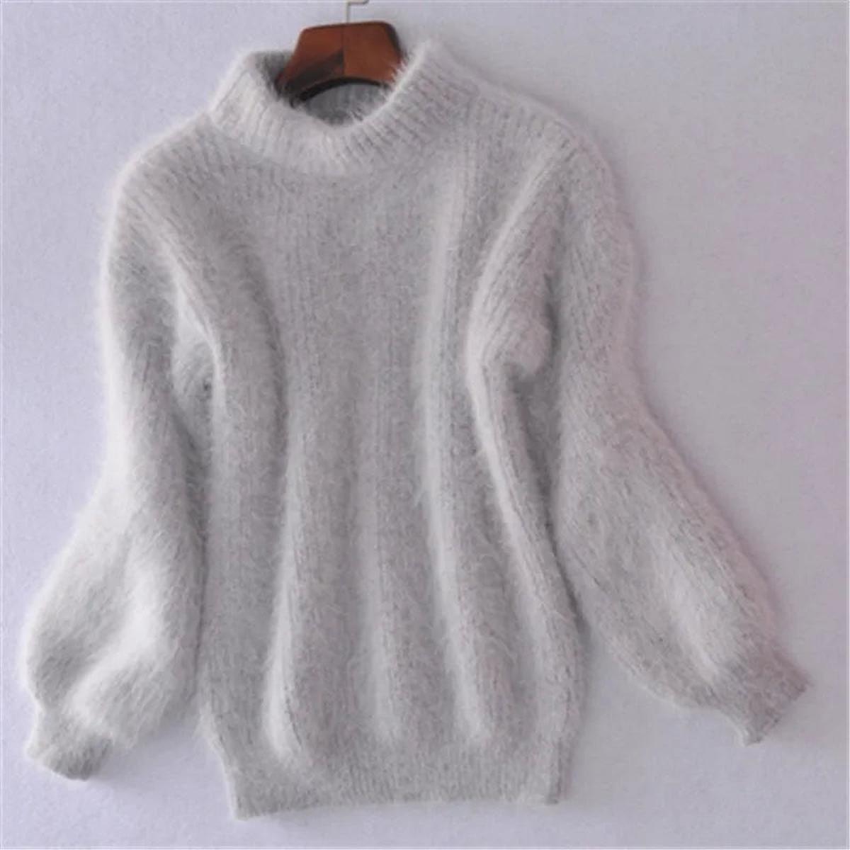 Fuzzy Knit Mock-Neck Sweater