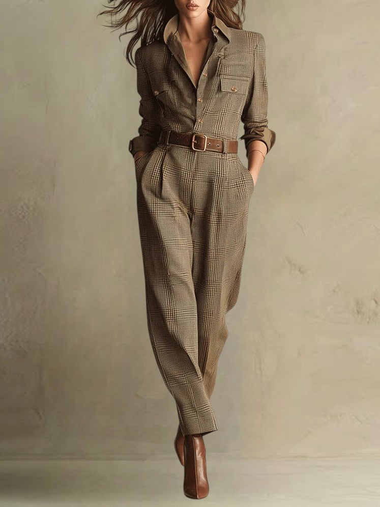 Tailored Plaid Jumpsuit