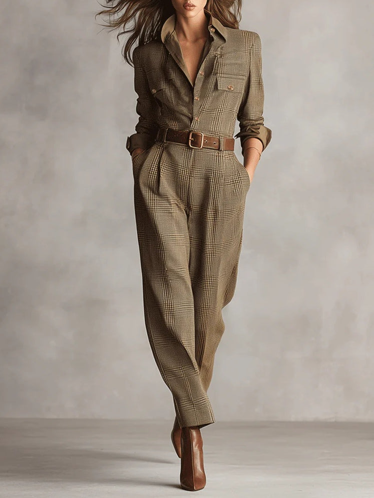 Tailored Plaid Jumpsuit
