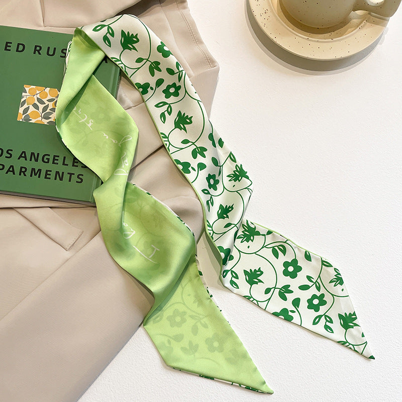 Sage Print Skinny Scarf