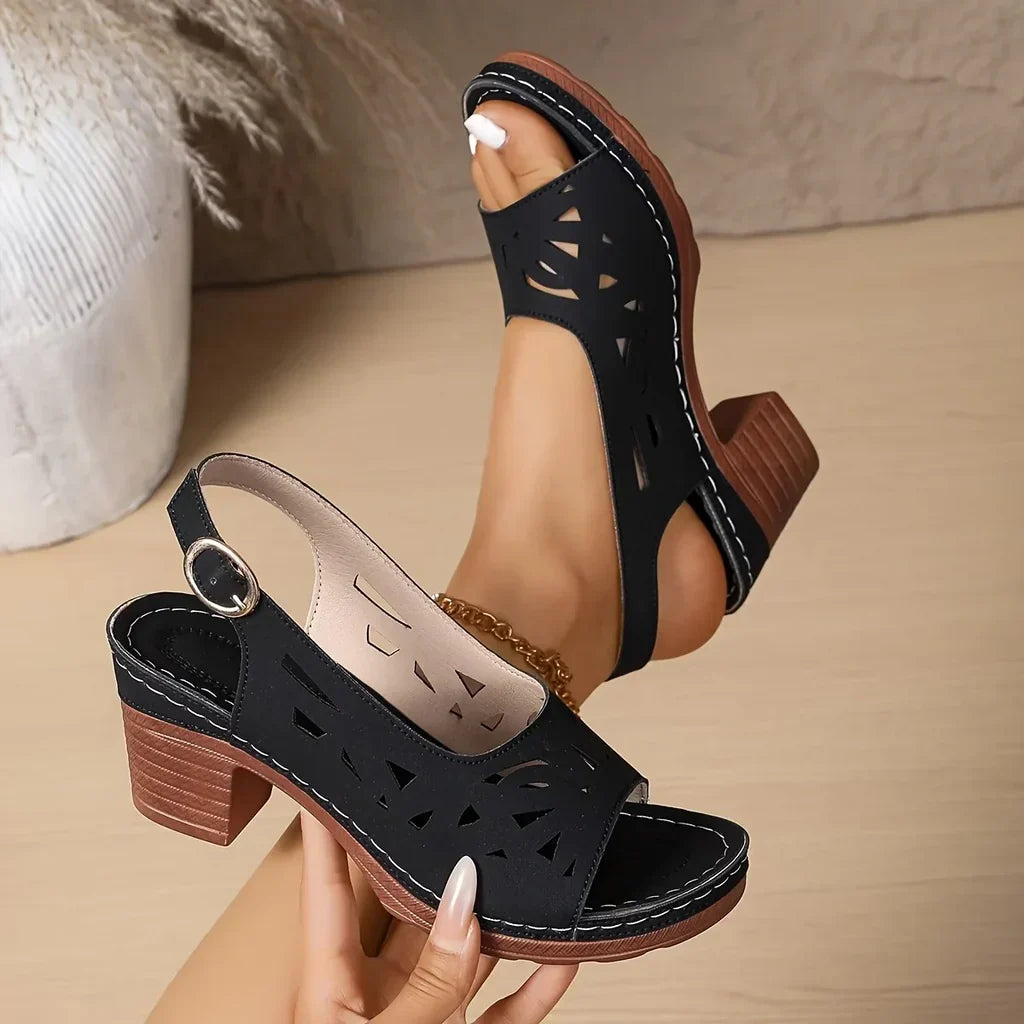 Cutout Wedge Sandals