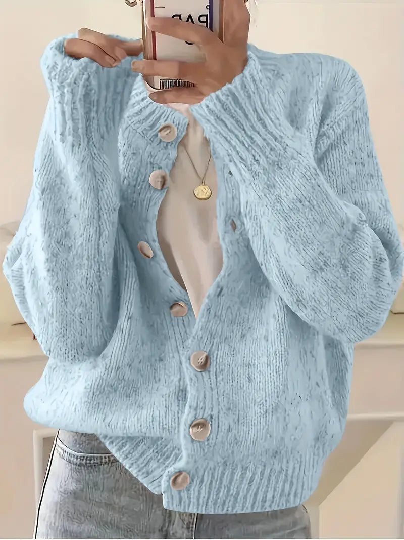 Gold Button Chunky Knit Cardigan