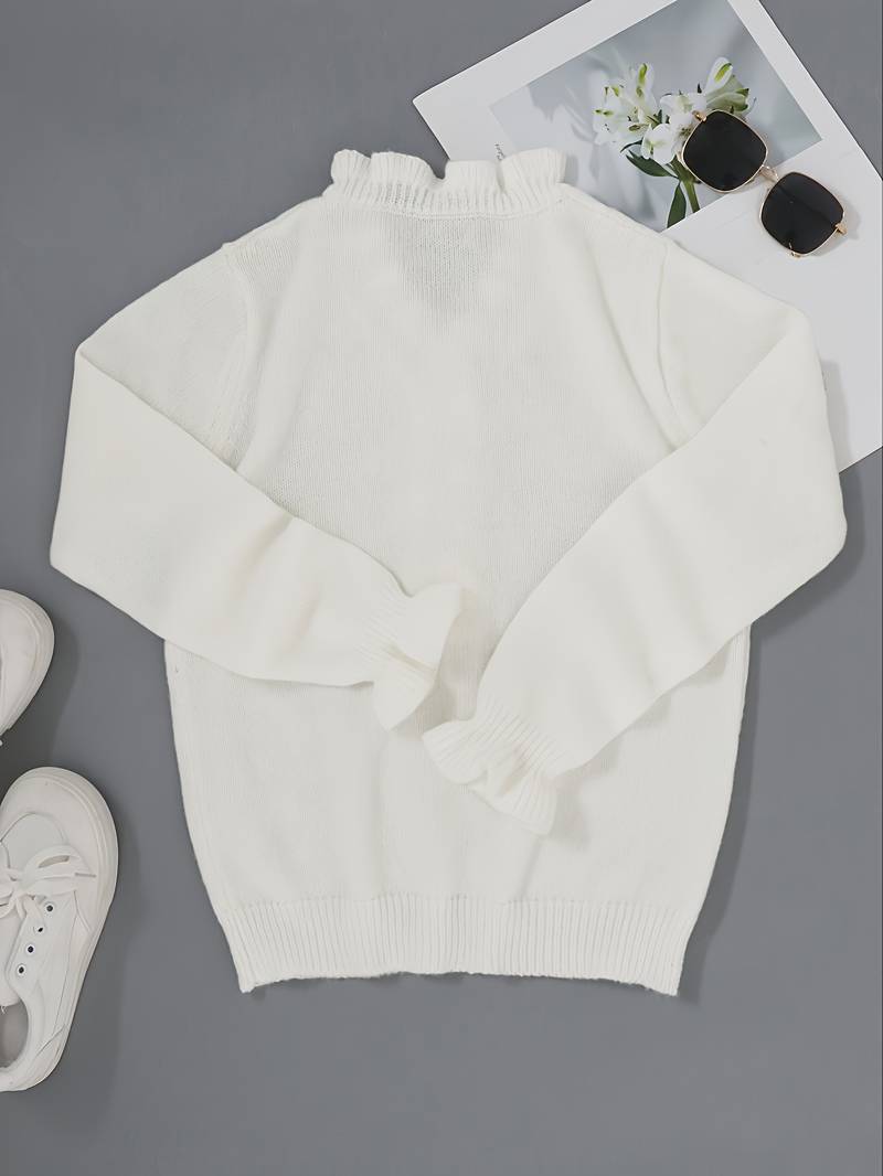 Ruffle Pearl Button Cardigan