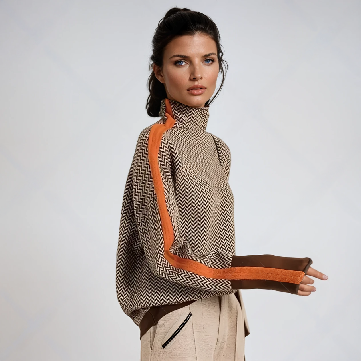 Chevron Knit Turtleneck Jumper