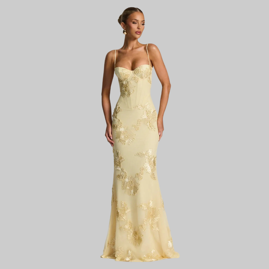 Floral Embellished Mermaid Maxi Dress
