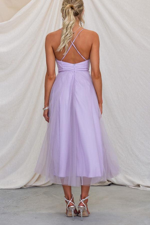 Corset Sweetheart Tulle Midi Dress
