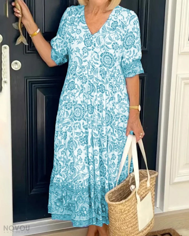 Floral V-Neck Midi Dress