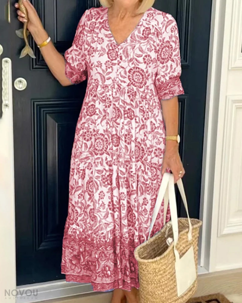Floral V-Neck Midi Dress